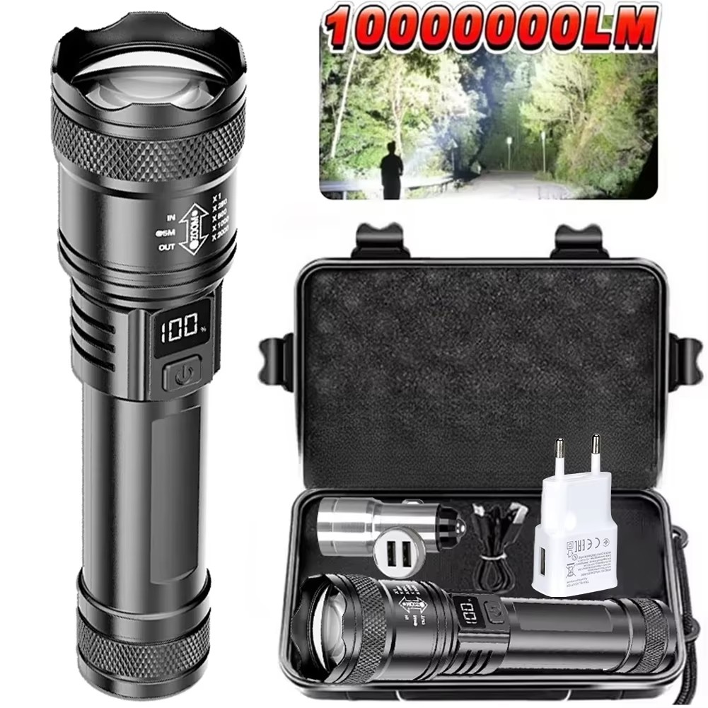 Outdoor Adventure Trips - Rechargeable LED Flashlight Zoomable Torch with