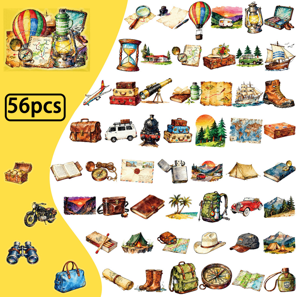 Outdoor Adventure Stores - 56Pcs Travel Outdoor PET Stickers Transparent