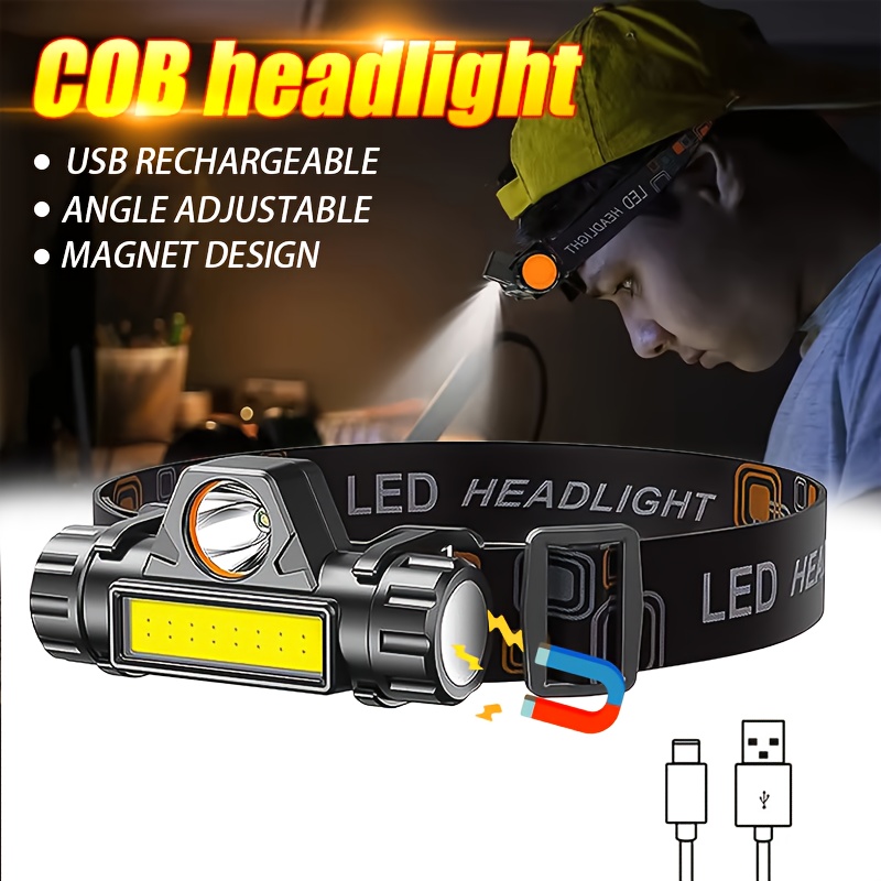Headlamp Waterproof Rechargeable - Super Bright Rechargeable COB LED Headlamp