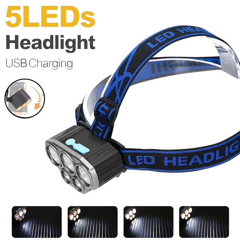 Rechargeable 5 LED Headlight U - Headlamp Waterproof Rechargeable review and price