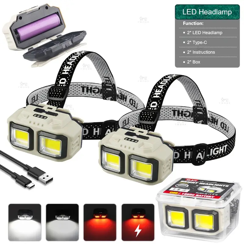 COB LED Headlamp Rechargeable  - Headlamp Waterproof Rechargeable review and price