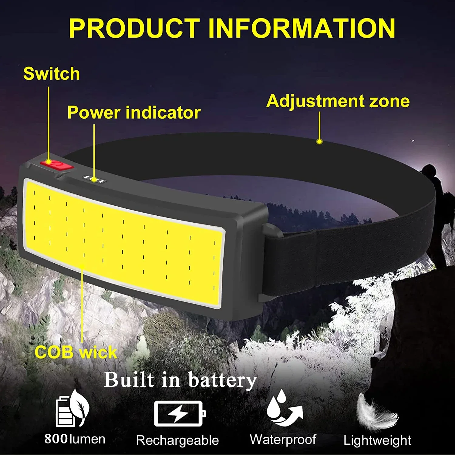 Powerful COB LED Headlamp Type - Headlamp Waterproof Rechargeable review and price